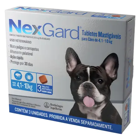 Antipulgas Nexgard Cães de 4,1 à 10Kg - 3 Tabletes